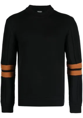 Maglione Techmerino a righe in nero - uomo